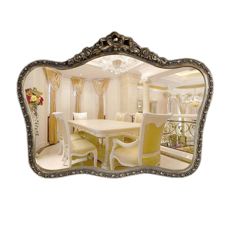 Rosia Flat Solid And Engineered Wood Mirror, Antique Silver