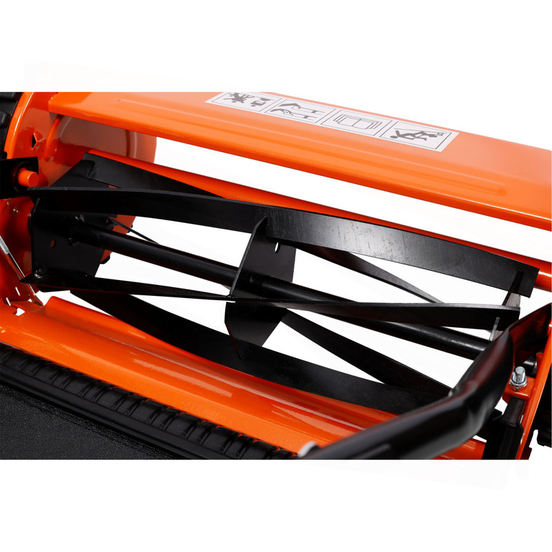 Tondeuse à gazon 14 pouces à 5 lames avec ramasse-herbe, couleur orange, Noir / Orange, H 31,5 po x l 47,25 po x P 19,38 po