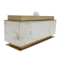 Studio H Collection Jupiter Ribbed Rectangular Stone Box with Lid - Grey  Marble