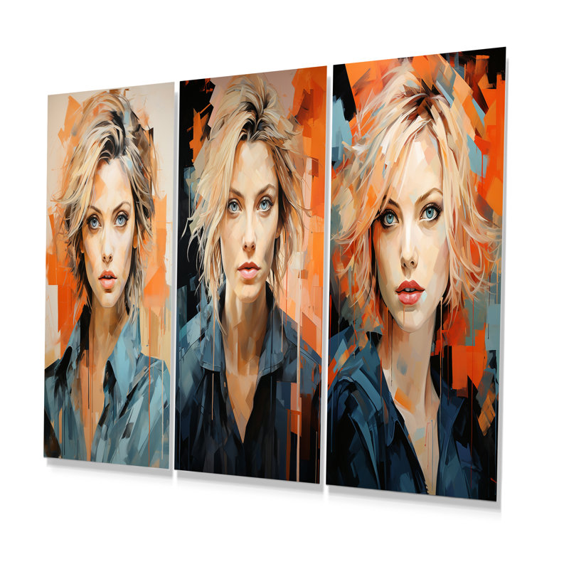 Pop Art Peach Pfeiffer Portrait - Ensemble de 3 décorations murales femme Pop Art, H 28 po x l 36 po