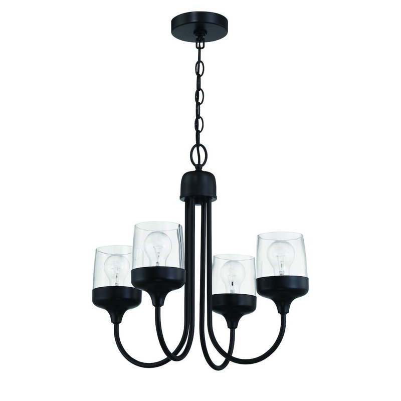 Schaitman 4 - Light Steel Dimmable Classic / Traditional Chandelier, Matte Black