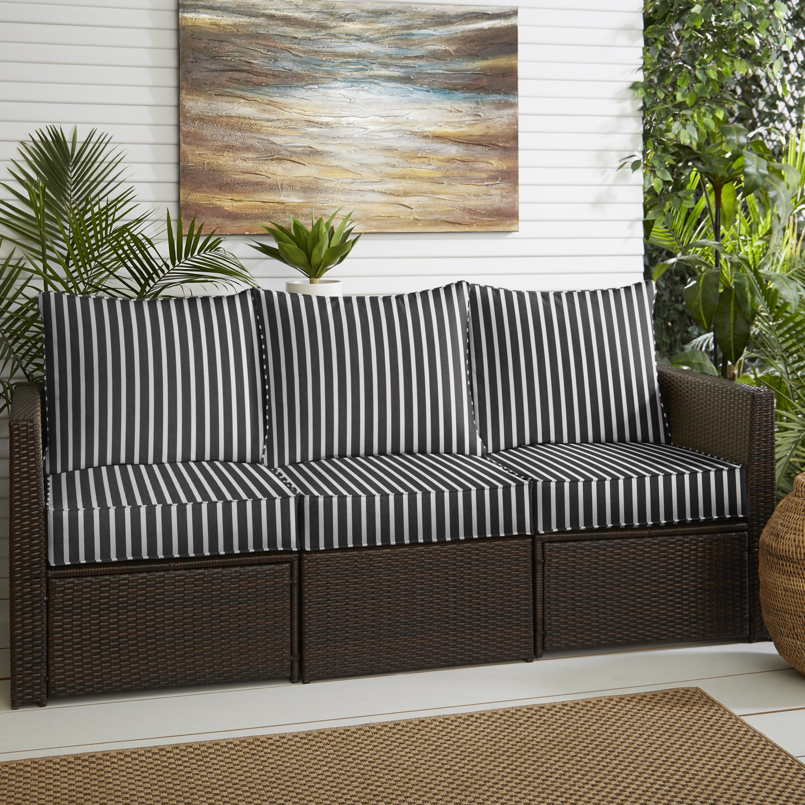 Sunbrella Striped Outdoor Sofa