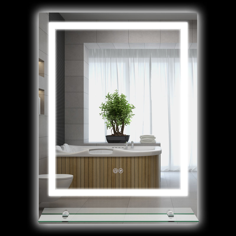 Neomi Rectangle Mirror with Shelves, 80cm x 60cm