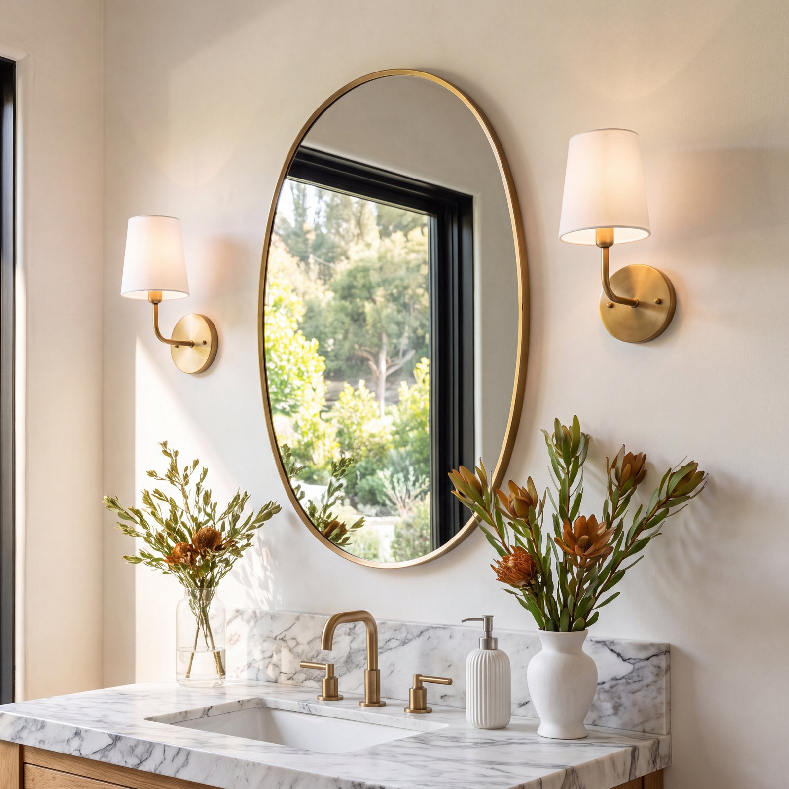 Verdera Oval Medicine Cabinet, Brushed Gold