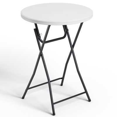 32 Inch Round High Top Folding Cocktail Table, No Assembly Commercial Bar Height Bistro Table for Indoor Outdoor Wedding Banquet Party,White