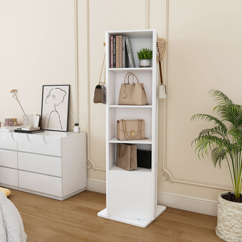 Armoire de maquillage à 360 ° avec miroir et rangement pour bijoux caché