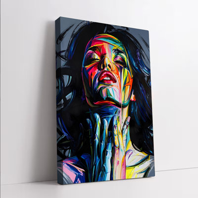 1 PC murales affiches encadrées, éclatante femme abstraite visage toile art mural moderne coloré Portrait peinture pour salon chambre décor à la maison, reproduction d'art contemporain