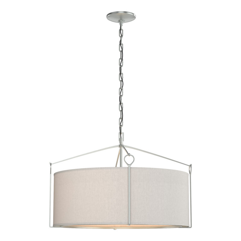 Lustre tambour 4 lumières Bow, Platine rétro, Graine de lin, H 15,8 po x l 23,8 po x P 23,8 po