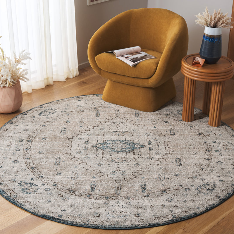 Koleman Vintage Tabriz Performance Oriental Rug, Round 6'7"