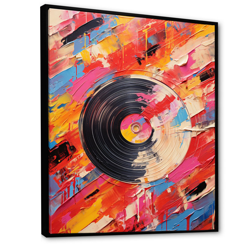 Vinyle, impression rythmique sur toile, Cadre flottant noir, H 20 po x l 12 po x P 1 po