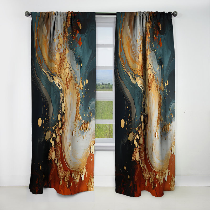 Marilou - Peinture abstraite rideau occultant - 1 panneaux, L 52 po x L 95 po
