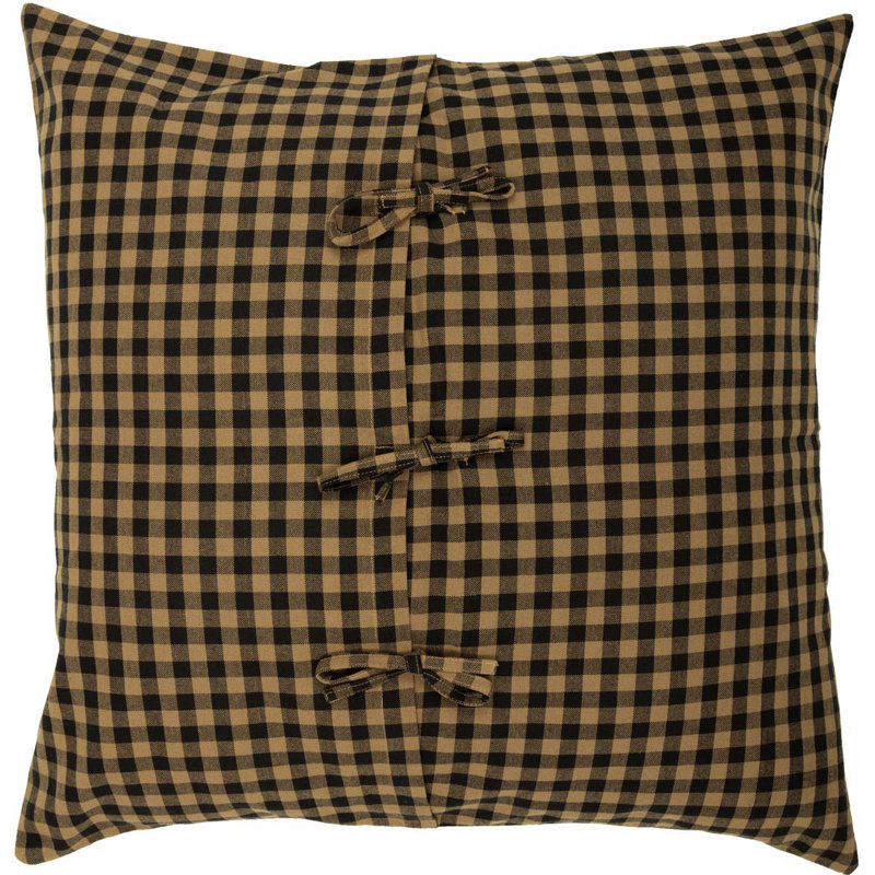 Taie décorative noire en tissu noir à carreaux, Noir