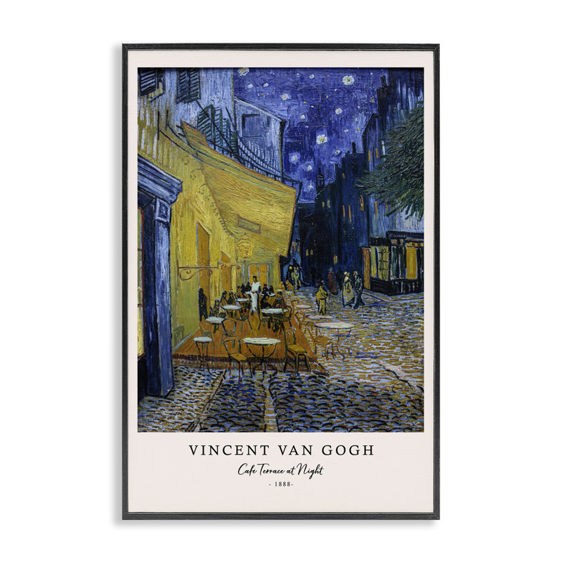 «Classic Cafe Terrace At Night», estampe numérique, design par Vintage Hustle, H 30 po x l 20 po, Giclée encadrée noir minuit