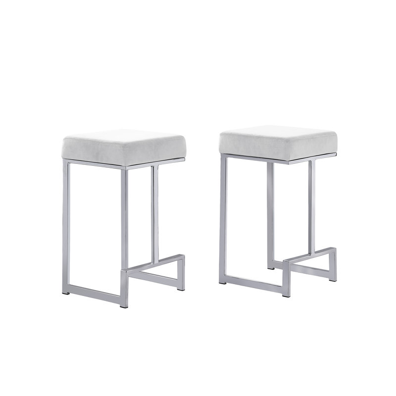 Tabouret de bar et de comptoir John-Henry, Crème, Argent, Tabouret de comptoir (siège d'une hauteur de 25 p