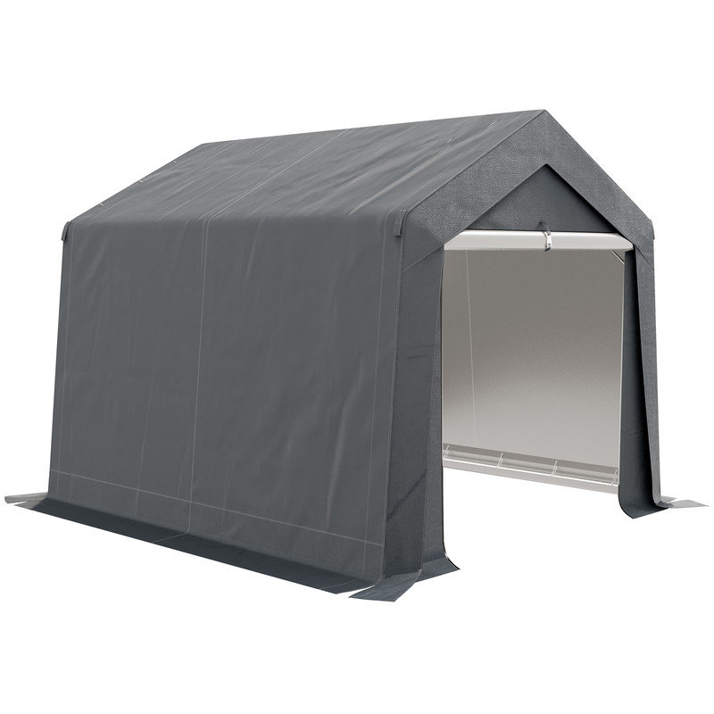 Portable Steel 3.6x2.1m Outdoor Storage Shed, Dark Grey with Window, UV & Water Resistant for Garden Organizing
