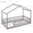 Modern Twin Size Wood Beds, Sturdy Playhouse Frame With Roof And Fence For Kids