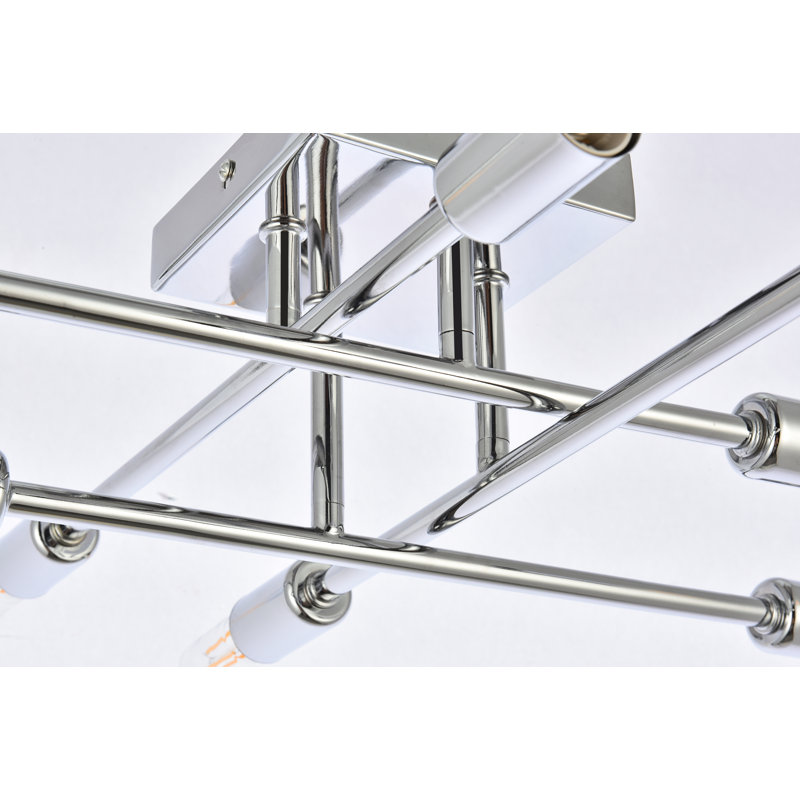 Plafonnier semi-encastré à 8 lumières 19,1 po Alena, Chrome