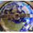 Unique Art Since 1996 10" Tall Blue Lapis Ocean 4-Leg Silver Table Stand Gemstone World Map Globe