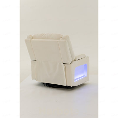 Fauteuil inclinable électrique très large pivotant à 270 ° avec massage thermique - USB et port de charge de type C - Fauteuil inclinable pivotant en velours pour le bureau de la chambre à coucher du salon