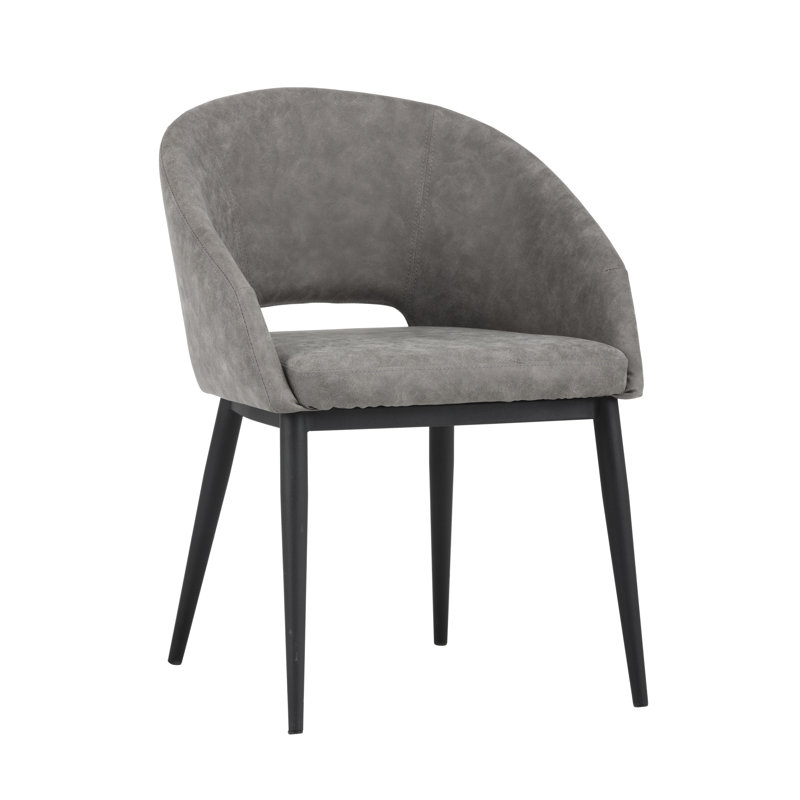 Urban Unity Upholstered Arm Chair, Gray , Black Faux Leather