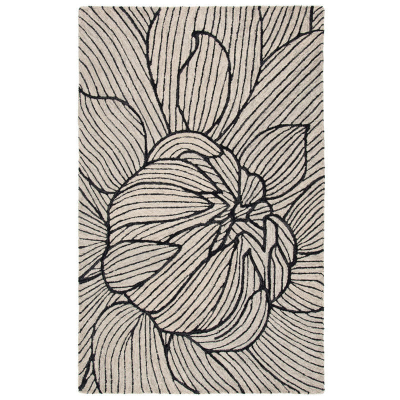 Courtenay Hand Tufted Wool And Cotton With Latex Floral Rug, Rectangle 8' x 10'