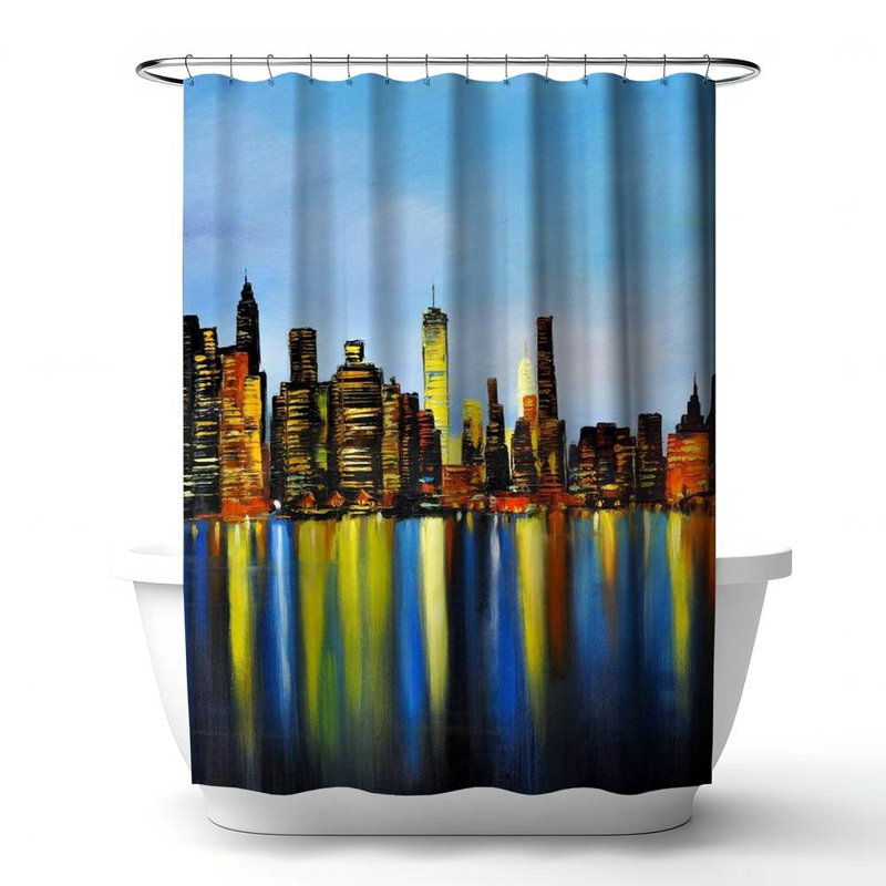 Shower Curtain CI66 – Polyester Shower Curtain, Dye Sublimation Print, 71" W × 74" L