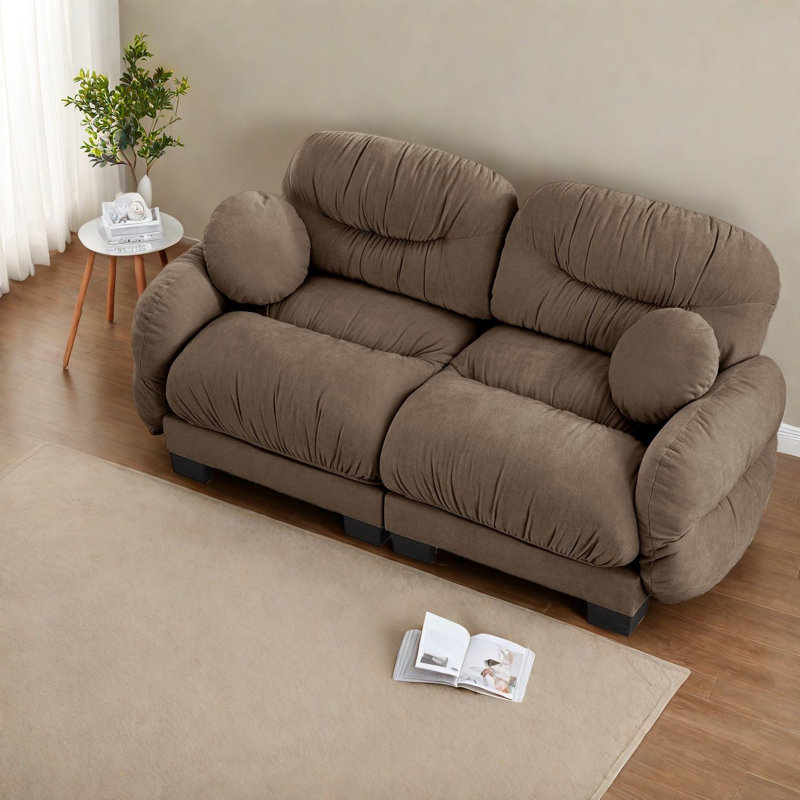 Canapés en chenille confortables à compression, 2 places plissées modernes pour la maison