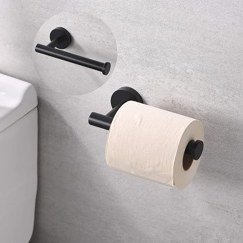 Metro Toilet Paper Holder - Wall Mount - 3" Brass/Matt Black, Matt Black