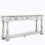 Table basse 63 pouces avec console en bois - table d'appoint avec 3 tiroirs et 1 tablette inférieure - blanc antique | Idée de cadeau-1941430557