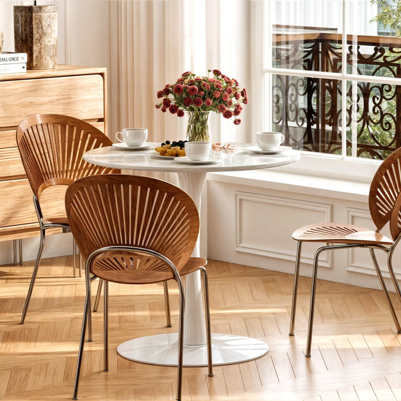 Amelia-Lillie Round Pedestal Dining Table, White, White, 28.74" H x 31.5" L x 31.5" W