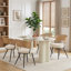 Ensemble de 4 chaises de salle à manger en rotin, chaise de cuisine rembourrée en peluche avec dossier rond en canne pe, chaise de salle à manger moderne Mid-Century avec métal noir pour la cuisine, blanc
