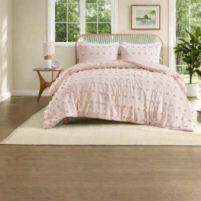 Certified Polyester Bedding Sets, Pink Jacquard Comfort For Modern Home