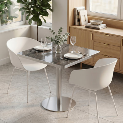 31.5" Sintered Stone Bistro Table, Modern Square/Round Dining Table with 26 Size Options for Kitchen Cafe Small Space
