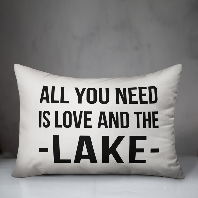 Textual Outdoor Throw Pillow, Off White/Black