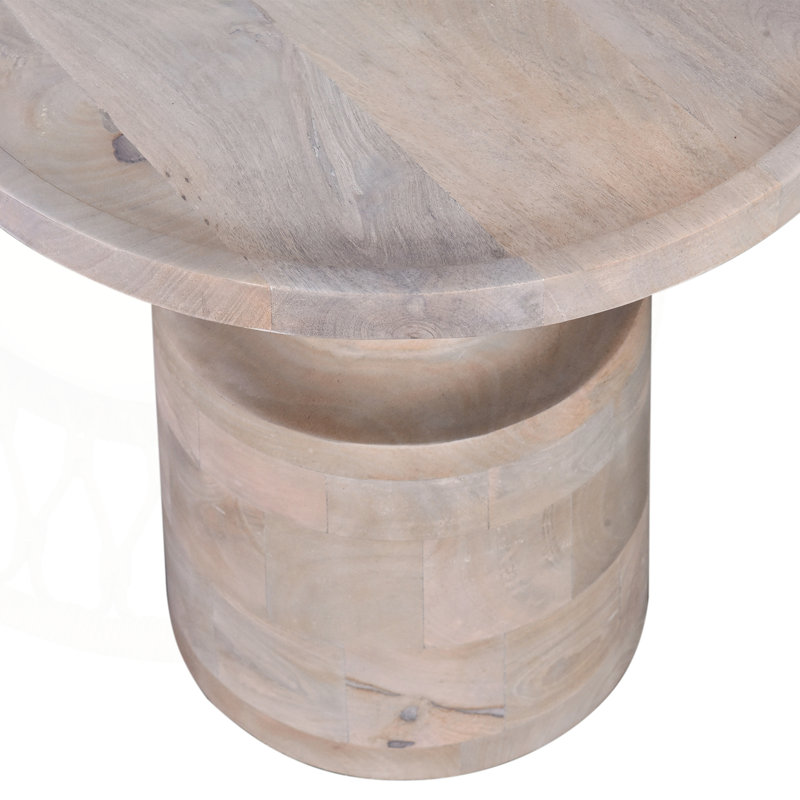 Table d'appoint en bois massif exquise avec base piédestal élégante pour le salon