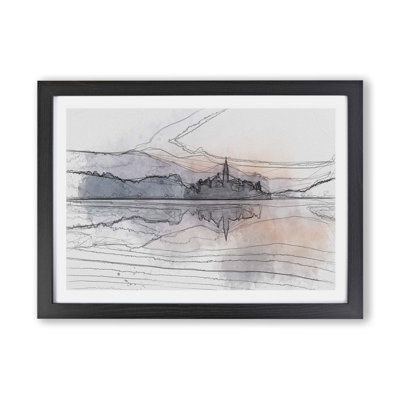 Wintertime at Lake Bled in Slovenia - Framed Print