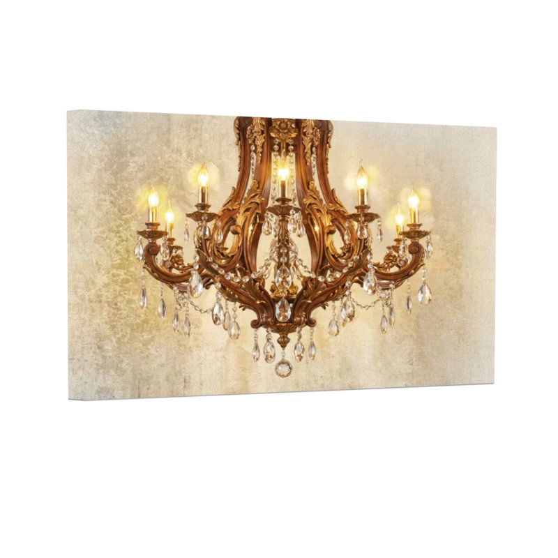 Lustre tendance élégant en cristal avec cadre doré, H 24 po x l 36 po