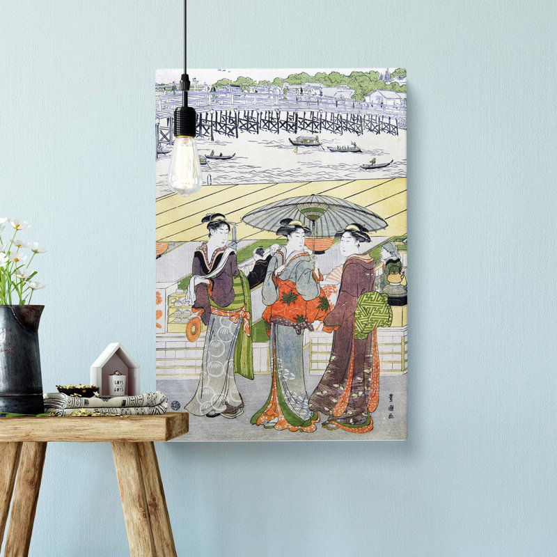 Three Women By Ryogoku Bridge by Utagawa Toyokuni - Wrapped Canvas, 60cm H x 40cm W x 3cm D