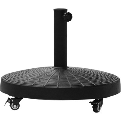 Base de parasol de 50 lb avec roulettes et structure stable, 20,5 po, noir, pour poteaux de 1,5 po ou 2 po, patio extérieur, roues noires, lbs, 20,5 po, pelouse, terrasse, cour près de la piscine