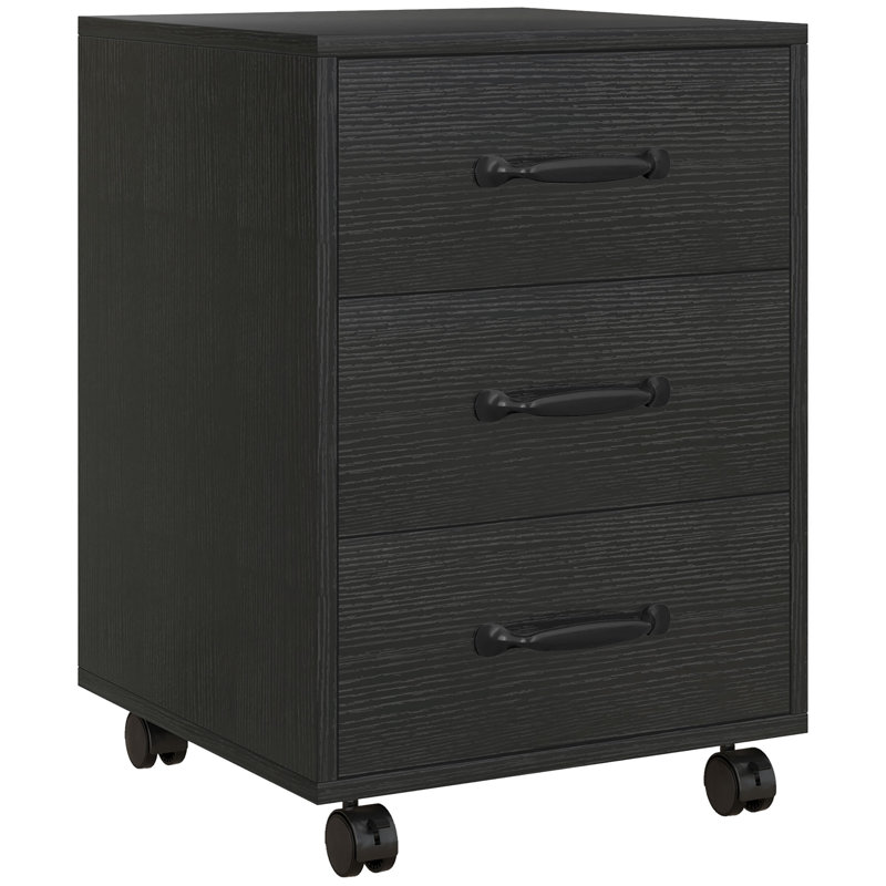 Erve 3 Drawer Filing Cabinet, Black