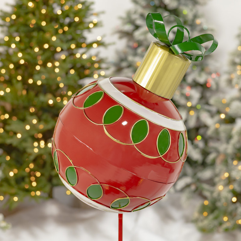 Piquet de jardin ornement boule de Noël
