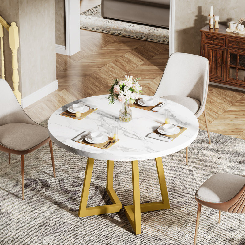 Round Metal Base Dining Table
