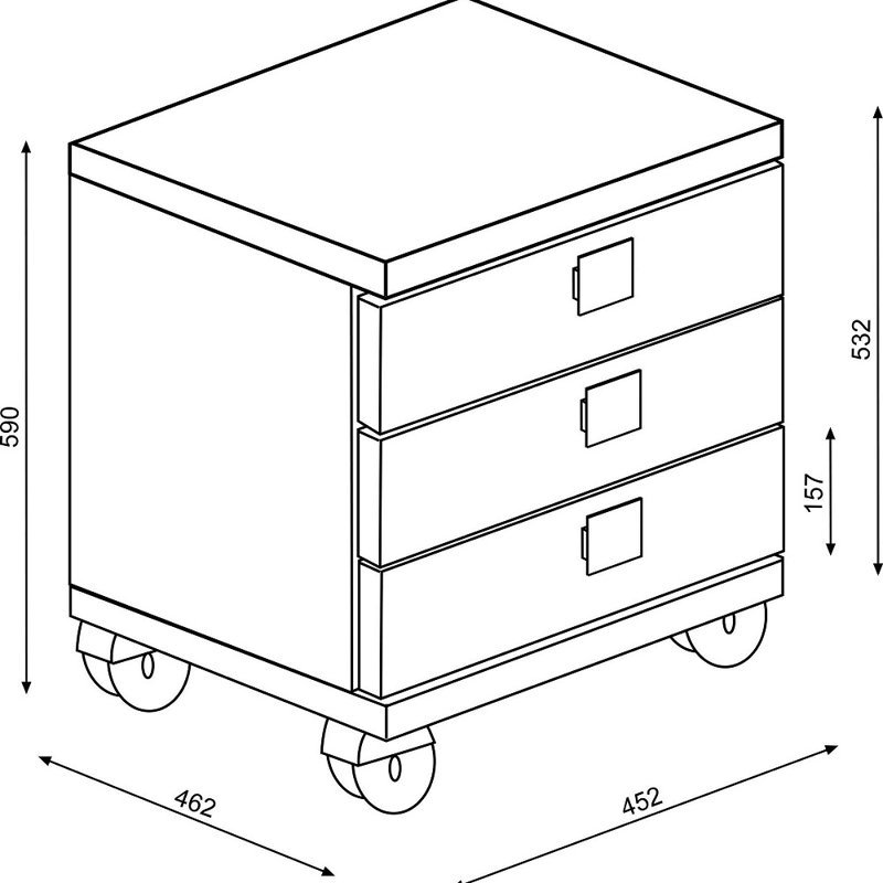 Annabelle 3 Drawer Nightstand, Grey/White
