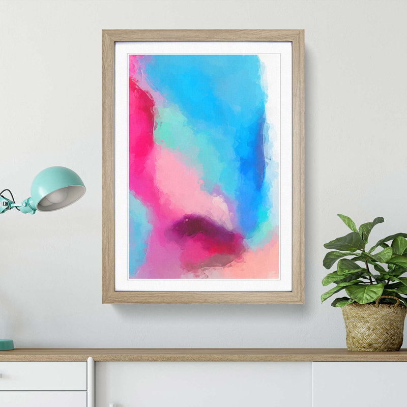 Fusion of Colour in Abstract - Framed Print, 36cm H x 27cm W x 2cm D, Oak Framed