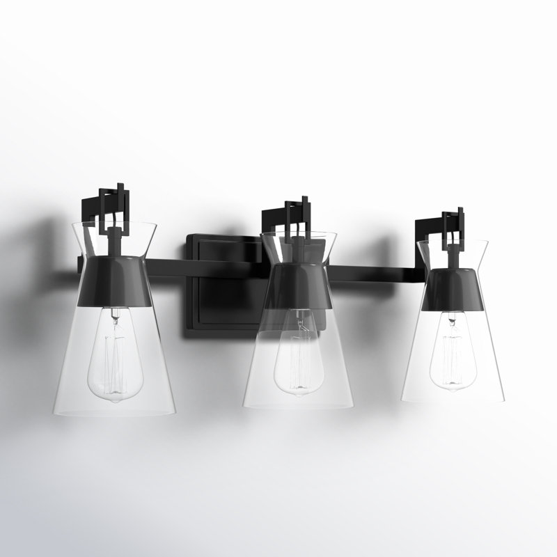 Kesia 3 Light Transparent Dimmable Vanity Light, Black