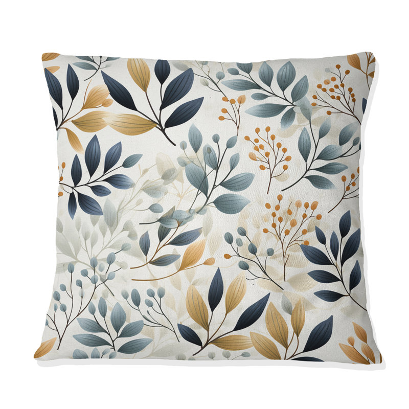 Coussin décoratif imprimé botanique monochrome, 18 po x 18 po