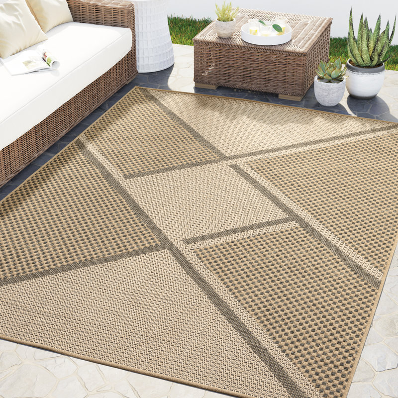 Abani Rugs Magdaleno PAT110A Outdoor Diamond Pattern Cream Beige Area Rug, Rectangle 2' x 3'