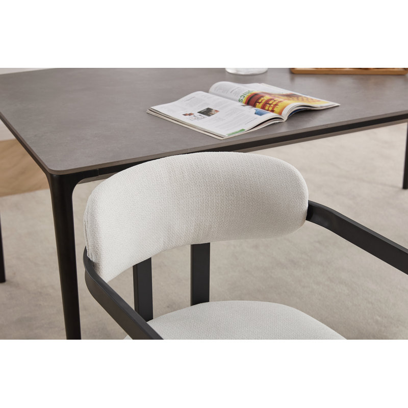 Chaises de salle à manger rembourrées Mid-Century, Beige