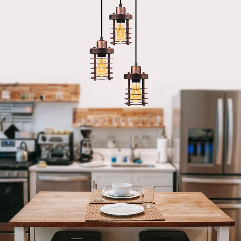3 - Light Rustic Red Cluster Pendant