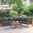 Gray Cushions Wood Structure Outdoor Sofa Set, Exotic Design Water-Resistant And Uv Protected Texture High Quality Acacia Wood Strong Metal Accessories